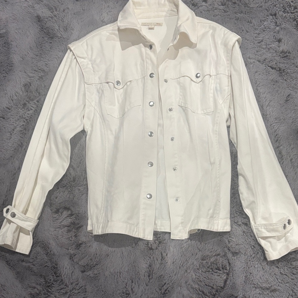 INC International Concepts Cream Jacket with Silver Accents